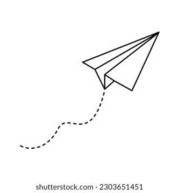 Paper airplane outline vector illustration isolated on white background. Fit for icon, element, logo, decoration etc.