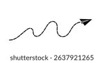 paper airplane path illustration vector. paper airplane dotted line
