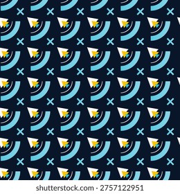 Paper airplane pattern on a navy blue background design