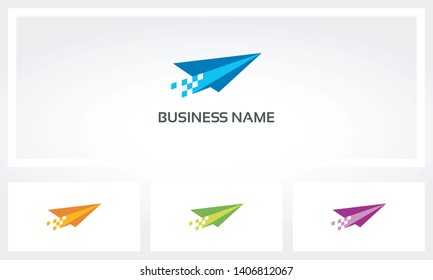 Paper Airplane Pixel Data Logo