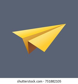 Paper airplane, Plane 3d icon, Vector illustration