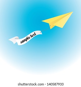 paper airplane pulling advertisement ribbon banner