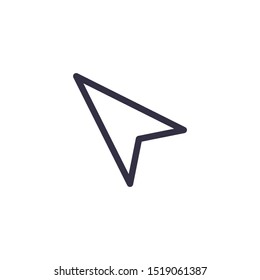 Paper Airplane, Send Message, Pin Location For Navigation, Arrow Cursor Pointer Icon. Vector Outline Illustration