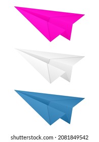 Paper airplane set on a white background. Vector illustration.