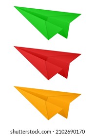 Avión de papel puesto sobre un fondo blanco. Ilustración vectorial.
