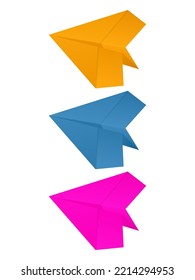 Avión de papel puesto sobre un fondo blanco. Ilustración vectorial.