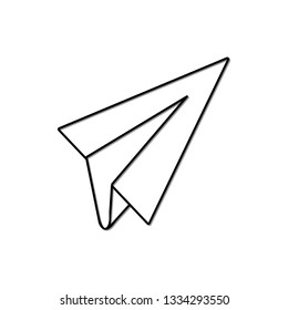 Paper airplane with shadow vector icon
