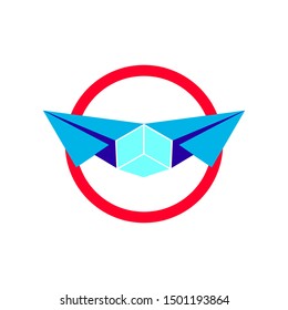 paper airplane with a shipment box