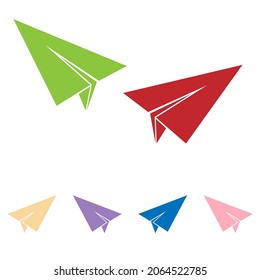 Paper airplane sign. Set of pastel Icons 