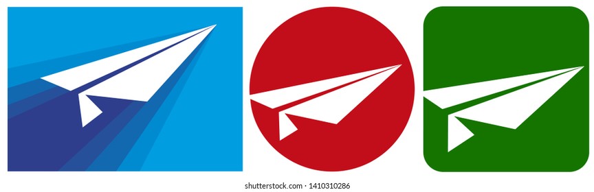 Paper airplane sign.  Symbol of the airplane and flight.  Travel icon.  Stylized icon for logo and web design.