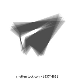 Paper airplane sign. Vector. Gray icon shaked at white background.