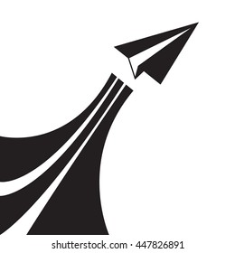 Paper airplane silhouette black symbol isolated on white background.