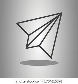 Paper airplane simple icon vector with shadow. Flat design 