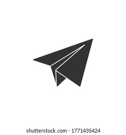 Papierflugzeug. Einfaches Vektorsymbol einzeln auf weißem Hintergrund für Websites und Apps, Logo, Etikett oder Aufkleber

