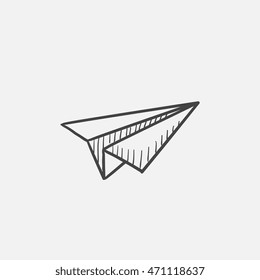 Paper airplane sketch icon for web, mobile and infographics. Hand drawn vector isolated icon.