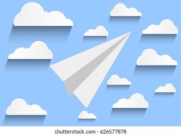 Paper airplane in the sky