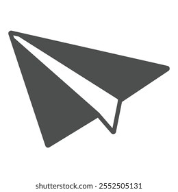 Paper airplane solid icon on white background.