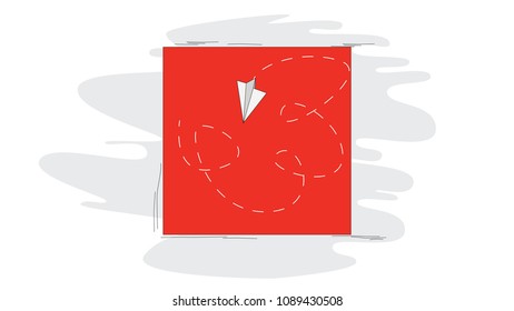 Paper airplane in square