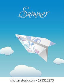 Paper airplane. Summer vacation. 