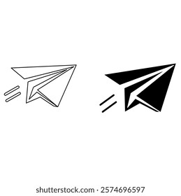 paper airplane symbol in black and white