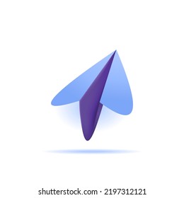 paper airplane symbol. icon about the sender of the message, sharing, media information, messenger messages. 3d and realistic design. graphic elements