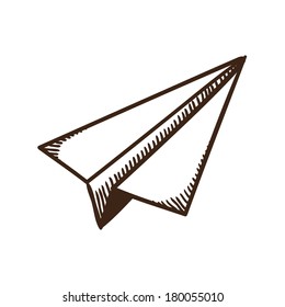 Paper Airplane Symbol. Isolated Sketch Icon Pictogram. Eps 10 Vector Illustration.