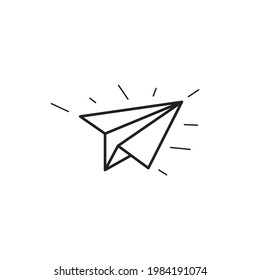 Paper airplane symbol. Isolated sketch icon pictogram. Vector.