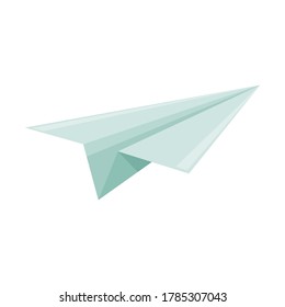 Paper airplane. Symbol of start-up, beginnings. School fun. Color vector illustration in flat style