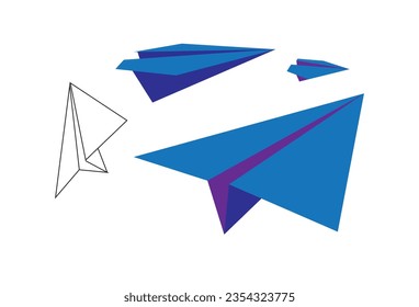 paper airplane, This vector set portrays a collection of hand-drawn doodle paper airplanes, showcased individually against a clean white background