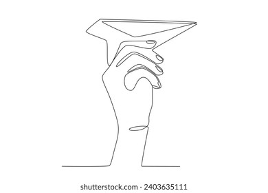 A paper airplane toy. Paper plane one-line drawing