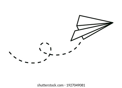 Paper Airplane Trail Icon. Clipart Image Isolated On White Background.