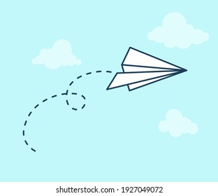 Paper Airplane Trail Illustration. Clipart Image.