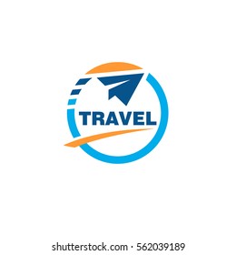 paper airplane travel logo