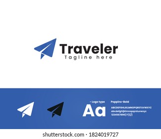 paper airplane travel logo template vector