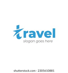 paper airplane travel logo type