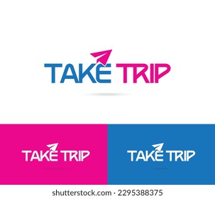 Paper airplane trip and travel logo