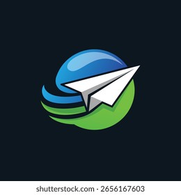 Logotipo moderno abstracto del Vector del avión de papel