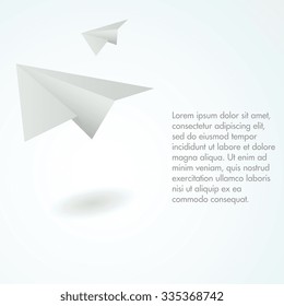 Paper airplane. Vector background