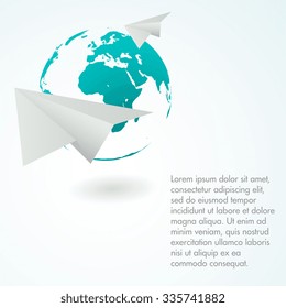 Paper airplane. Vector background. Delivery concept