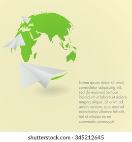 Paper airplane. Vector background. Delivery concept
