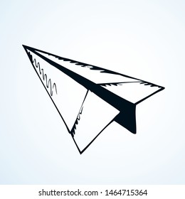 Paper airplane. Vector drawing icon