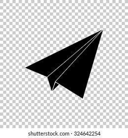 paper airplane vector icon - black illustration