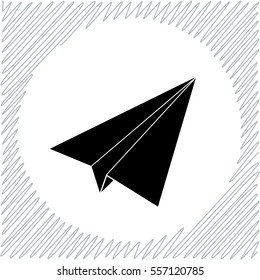 Paper airplane vector icon - black  illustration