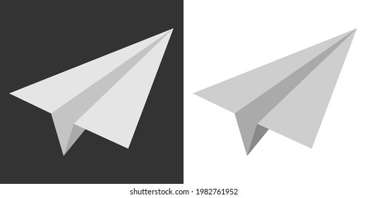 Paper airplane vector. Jet white paper airplane isolated on white background
