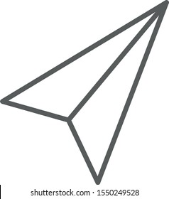 Paper airplane vector line illustration. Send message symbol.