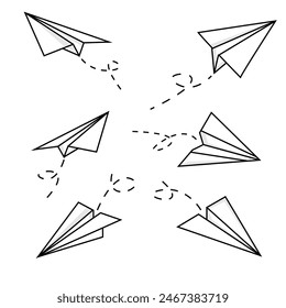 paper airplane vector with line shapes