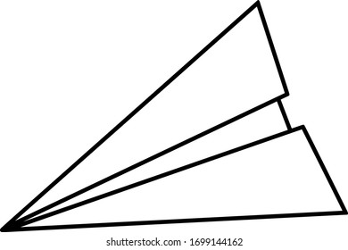 icono de esquema del vector del avión de papel