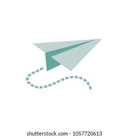 Paper airplane vector sketch icon isolated on background.