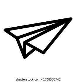 Icono de esbozo del vector del avión de papel aislado en el fondo. Icono de avión de papel dibujado a mano. Icono de esbozo de avión de papel para infografía, sitio web o aplicación