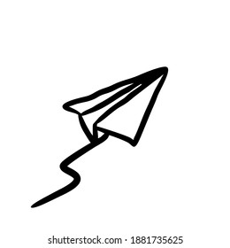 Paper airplane vector sketch icon isolated on background. Hand drawn Paper airplane icon